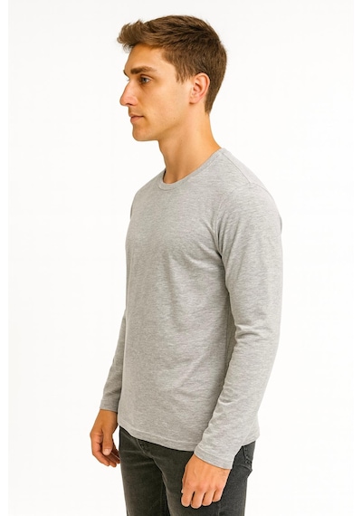 Axxel Erkek Gri Melanj Uzun Kollu Süprem T-shirt-d2275 Gri Melanj