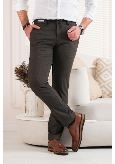 ECER BELİ İPLİKLİ REGULAR FİT DESENLİ ERKEK KUMAŞ PANTOLON