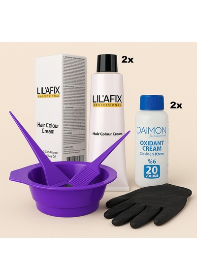 Lıl Afıx 2 Li 8/45 Tarçın Bakır Boya + 2 Li %6 20hacim Oksidan + Karıştırma Kabı, Tarak & Fırça
