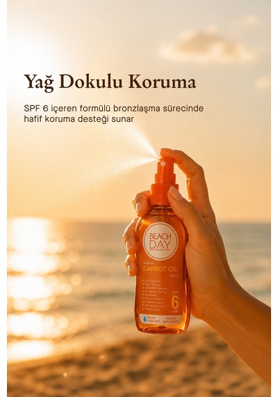 Beach Day Havuç Yağı Özlü SPF 6 Bronzlaştırıcı Sprey 150 ML
