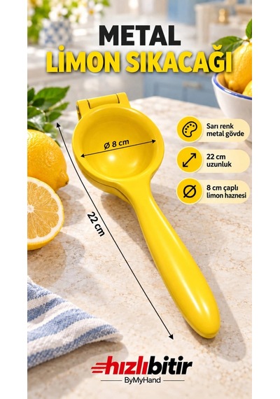 Bymyhand Döküm Sarı Limon Sıkacağı Narenciye Sıkacağı Büyük Boy