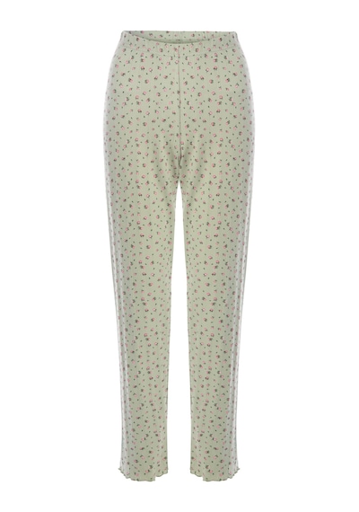 Koza İç Giyim Kadın Kısa Kollu Fiyonklu İndigo Fitilli Pijama Takımı Kk30131 Yeşil