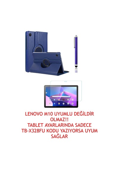 Tab M10 3.nesil Tb328fu Unisoc T328xu Zaae0015tr 360 Dönerli Kılıf 3lü Set Lacivert
