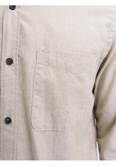 Jack & Jones Erkek Dügme Kapamali %100 Pamuk Gömlek - Classic - 12278416 Oatmeal