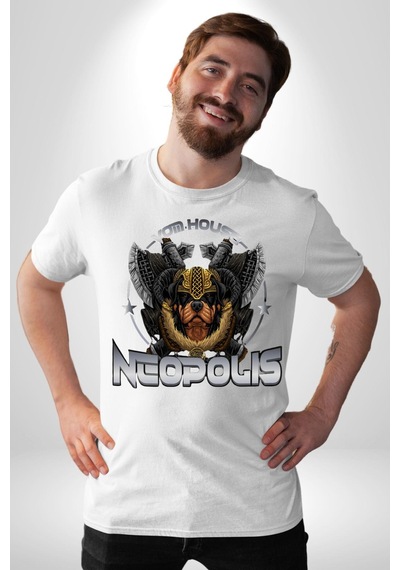 Neopolis Rottweiler Viking Unisex Unisex Beyaz Organik Baskılı T-shirt Penye Yüksek Kalite Beyaz