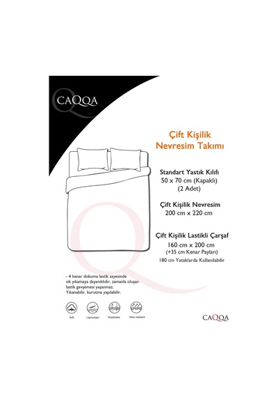 Caqqa Pure Cotton Serisi Pembe Çift Kişilik Çarşafı Lastikli Pamuk Nevresim Takımı