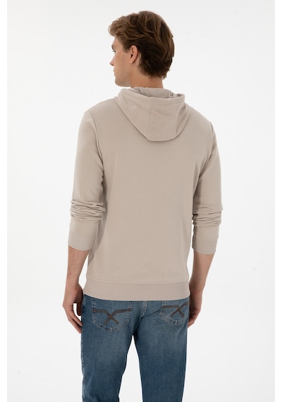 U.S. Polo Assn. Erkek Regular Fit Kapüşonlu Taş Basic Sweatshirt 50313720-VR049