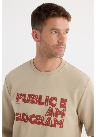Tudors Unisex Oversize Geniş Kesim Pamuklu Yumuşak Dokulu İçi Polarlı Baskılı Bej Sweatshirt-37297 Bej Tudors Unisex Oversize Geniş Kesim Pamuklu Yumuşak Dokulu İçi Polarlı Baskılı Bej Sweatshirt-37297 Bej