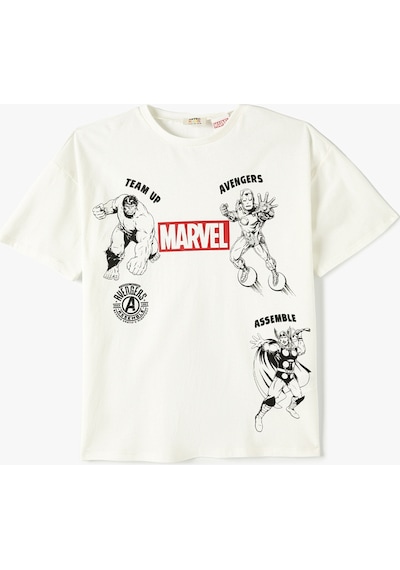 Koton Marvel Tişört Lisanslı Kısa Kollu Bisiklet Yaka Pamuklu Beyaz 4skb10137tk 4SKB10137TK000 Beyaz