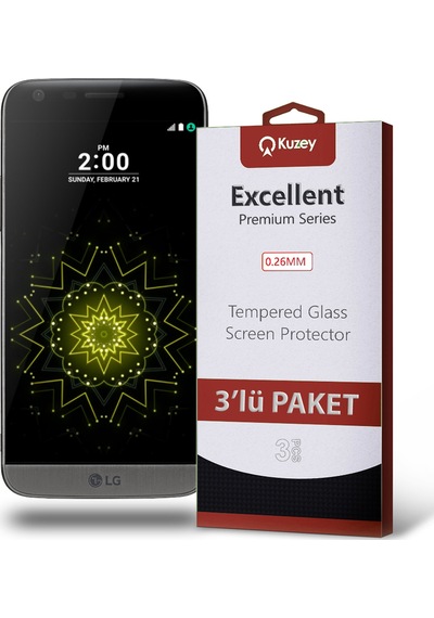LG G5 ile Uyumlu Kırılmaz Temperli Ekran Koruyucu Cam Ekonomik 3'lü Paket