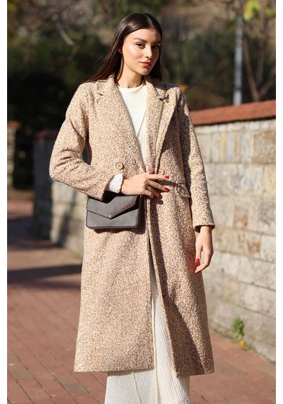 Giyim Dünyası Kadın Buklet Oversize Kaban Bej 001