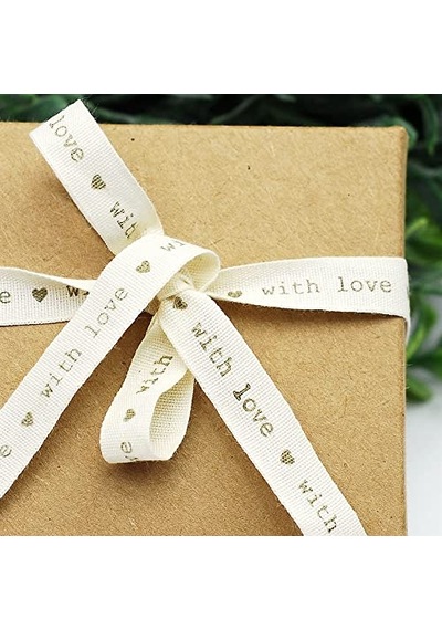 Pamuk Şerit, With Love, 1 Cm 5 Metre