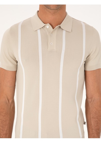Bej Slim Fit Polo Yaka Triko T-shirt