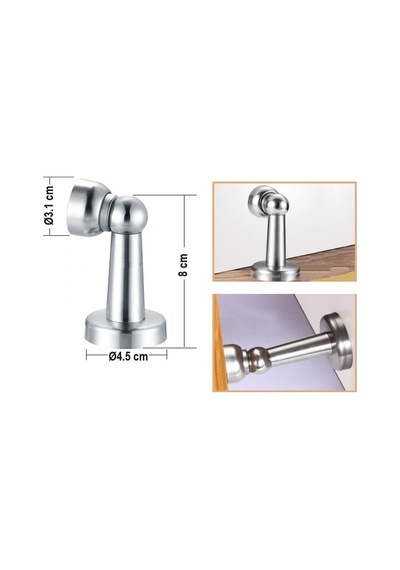 8 Cm Güçlü Mıknatıslı Kapı Tamponu Saten, Kapı Stoperi -9090492641165