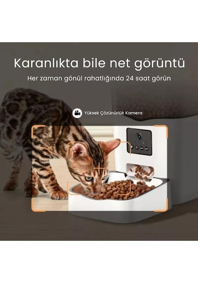 Petfit Feline Prime 3l Wi-fi Kameralı Akıllı Otomatik Kedi Köpek Mama Kabı Besleme Ünitesi Sesli Komut+çelik Kase+app Kontrol