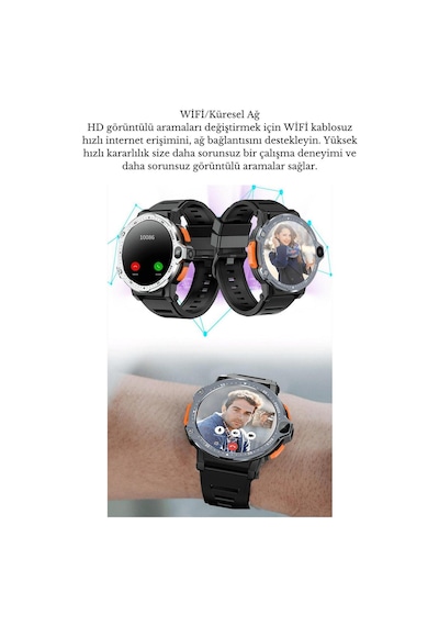 Pg24 Sim Kartlı Kameralı Akıllı Saat 800mah Pil Wifi Gps 4g Android 64 Gb Dahili Hafıza