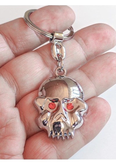 Kırmızı Gözlü İskeletor Kafatası Metal Anahtarlık