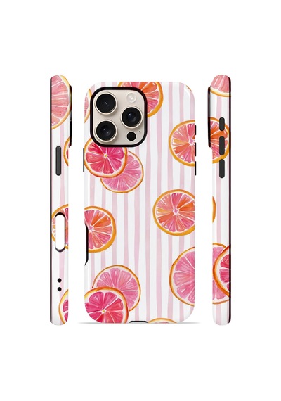 Apple iPhone Uyumlu 16 Pro Max Vorian Çift Katmanlı Kılıf Pink Grapefruit Garden