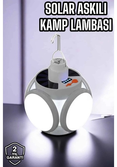 Buğz Güneş Enerjili Solar Aydınlatma Kamp Çadır Lambası Şarjlı Ampül Led Şarjlı El Feneri Işıldak