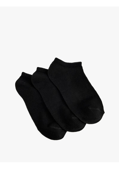 Koton Basic Pamuklu 3'lü Patik Çorap Seti Siyah 6sak80076aa