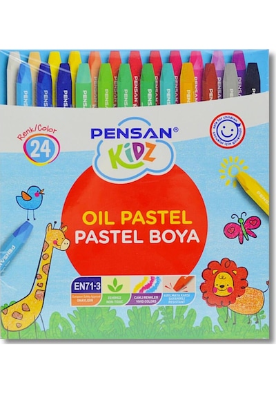 Kidz Karton Kutu Pastel Boya 24 Renk 24 Renk
