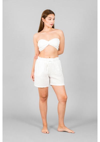 Asc Sun Kadın Müslin Crop Top Beyaz