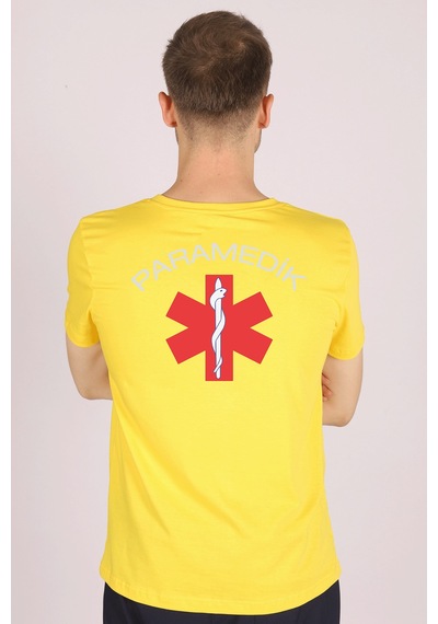 Sarı Paramedik V Yaka Tişört Unisex