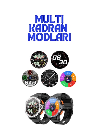 Wearfitpro Wr 999 4glite Sim Kart Çift Kamera Yeni Nesil Tüm Özelliklere Sahip Yuvarlak Akıllı Saat Gri