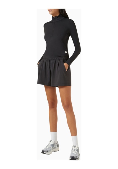 Vuori Studio Half-zip Crop Top, Stretch Knit Spor Ve Şık Üst Siyah