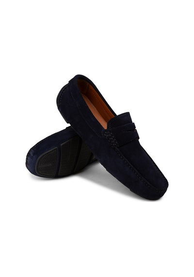 Deery Erkek Hakiki Süet Lacivert Penny Loafer - E0920mlcvc01