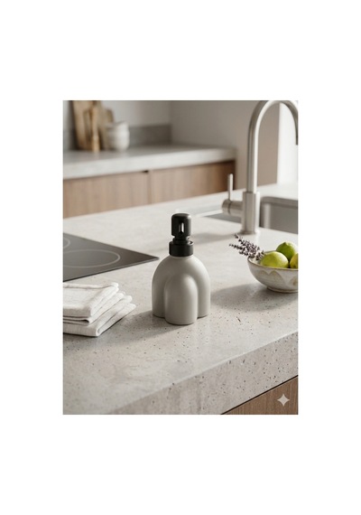 Modern Kabartmalı Cam Sıvı Sabunluk, Mat Minimal Dekoratif Tasarım, 250 Ml, 14 X 9 X 5,5 Cm Gri