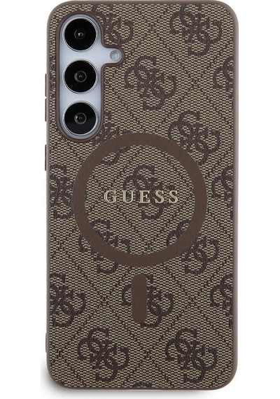 Galaxy Uyumlu S24 Plus Kılıf Guess Lisanslı Magsafe Özellikli 4g Desenli Yazı Logolu Kapak Kahverengi