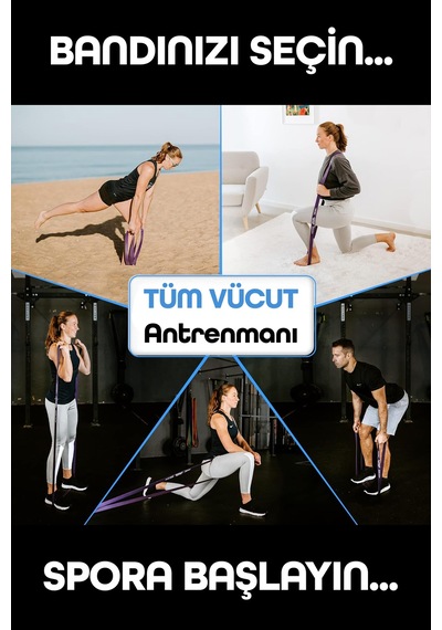 35kg Barfiks Lastiği Gym Resistance Band Antrenman Kas Geliştirme Bandı Mor Extra Sert
