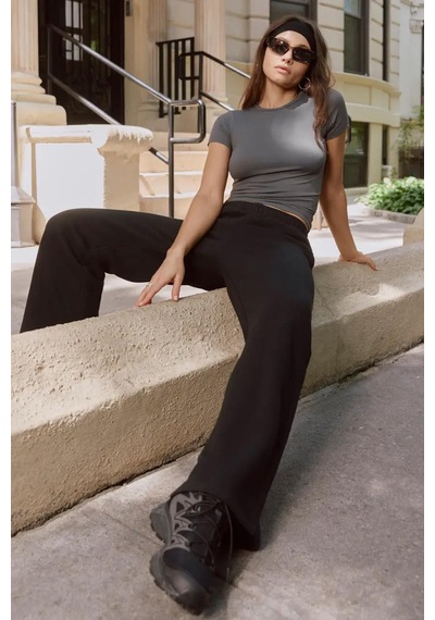 Madmext Siyah Wide Leg Basic Eşofman Altı Mg1916-siyah Siyah