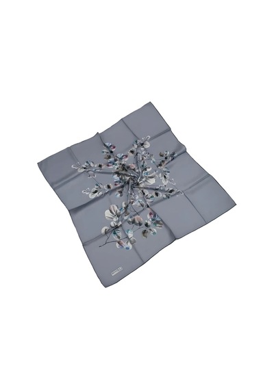 Mim Eşarp Mısırlı Eşarpları Cocoon Twill Sport Çiçek Desenli Eşarp Gri