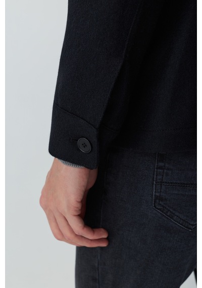Morven Erkek Siyah Trend Yünlü Safari Model Dinamik Fit Gömlek Ceket 27ks022001001 Siyah