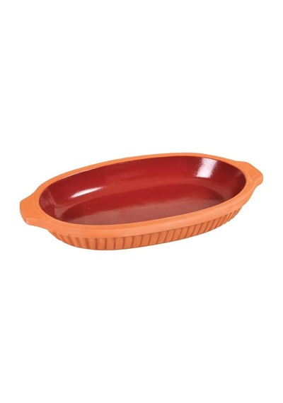 Tr 2 Adet Büyük Boy Dekorlu Kayık Sırlı Toprak Güveç Fırın Tepsisi 33x18x5 Cm Diğer