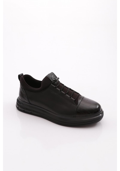 Dgn 2045 Erkek Düz Taban Sneaker Siyah Siyah Kroko
