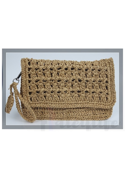 Aleylife El Yapımı Kağıt İp Clutch Makyaj Çantası - Kahverengi Kahverengi