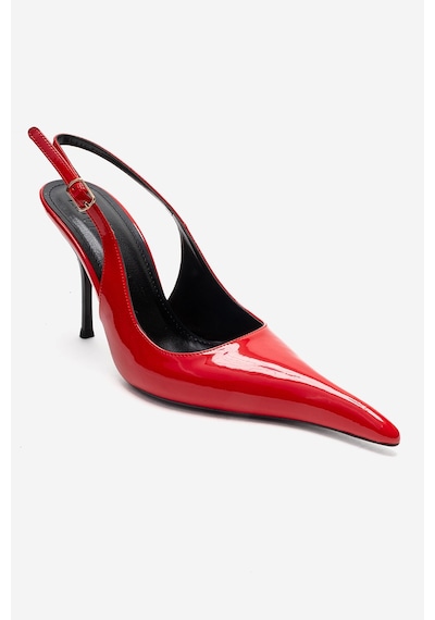 Luvishoes Candy Kırmızı Rugan Sivri Burunlu Kadın Topuklu Ayakkabı Kırmızı