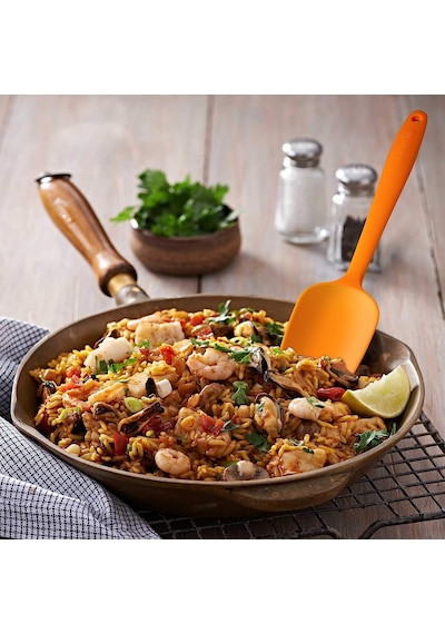 2li Turuncu Silikon Kaşık Spatula Yanmaz Yapışmaz Çizmez 27cm