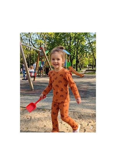 Eray Alp Kids Kız Çocuk Fitilli Tayt Takım Turuncu