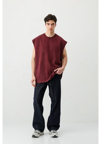 Basic Kolsuz Tişört Bordo