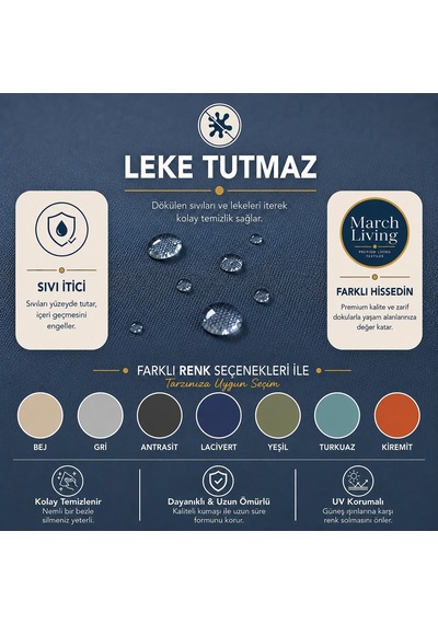 Leke Tutmaz Masa Örtüsü, Su İtici Ve Silinebilir, İç Ve Dış Mekan, Yıkanabilir, Kırışmaz, Keten Görünümlü, İndigo, 170x350 Cm 10-12 Kişilik Çok Renkli