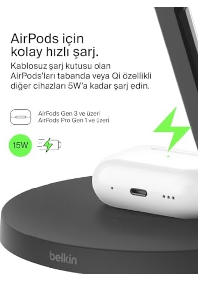 Tr'ü 1 Arada Qi2 Şarj Cihazı Magsafe Uyumlu Kablosuz Şarj Istasyonu 16 Serisi Kaymaz Tabanlı Airpods Için Qi2 Kabl