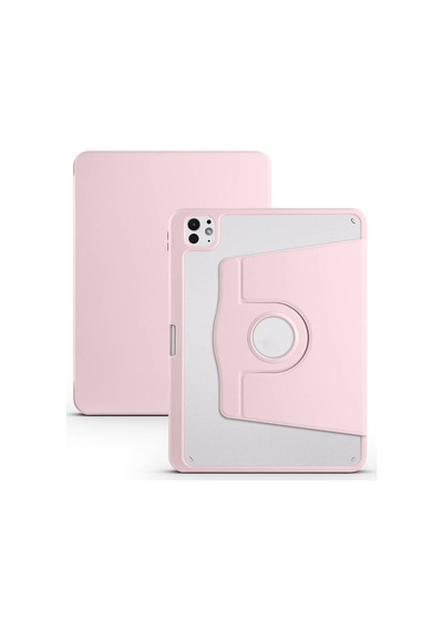 Apple Uyumlu iPad  Pro 11 2025 M5 Kılıf Mkst Termik Kalem Bölmeli Dönebilen Standlı Kılıf - Pembe Tablet Kılıfı