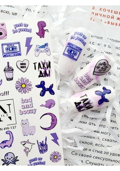 Nail Art Slider Stiker Sezon Sınırlı Özel W137 Beyaz
