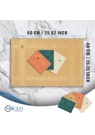 Mıclo Cleanıng Mikrofiber Temizlik Bezi Sihirli Bez, Cam Bezi Ayna Bezi 4lü Paket Zümrüt Serisi Açık Bej