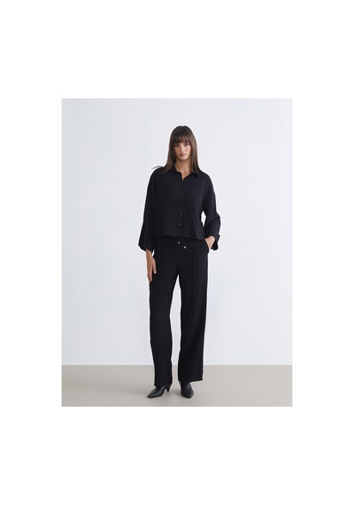 LC Waikiki Alıta Cıty Farkıyla Lcw Vision Siyah Oversize Kadın Gömlek Siyah - 931676233 Siyah