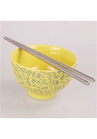 Çılgıntrend Metal Chopstick 5'Li Paslanmaz Çelik Çin Çubuğu Çok Renkli